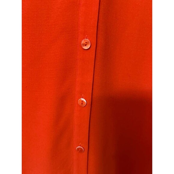 Eileen Fisher Silk Shirt Button Down Women's Medium Orange Long Sleeve Blouse - Picture 6 of 7
